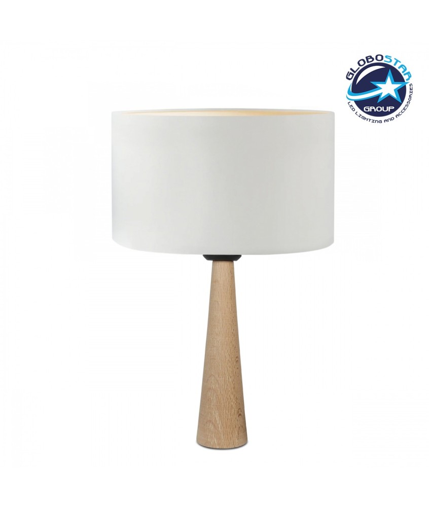 GLOBOSTAR® COBRA 204-0066 Μοντέρνο Επιτραπέζιο Φωτιστικό Πορτατίφ με Ντουί 1 x E27 AC 220-240V IP20 - Μπεζ & Λευκό - Μ24 x Π24 x Υ38cm